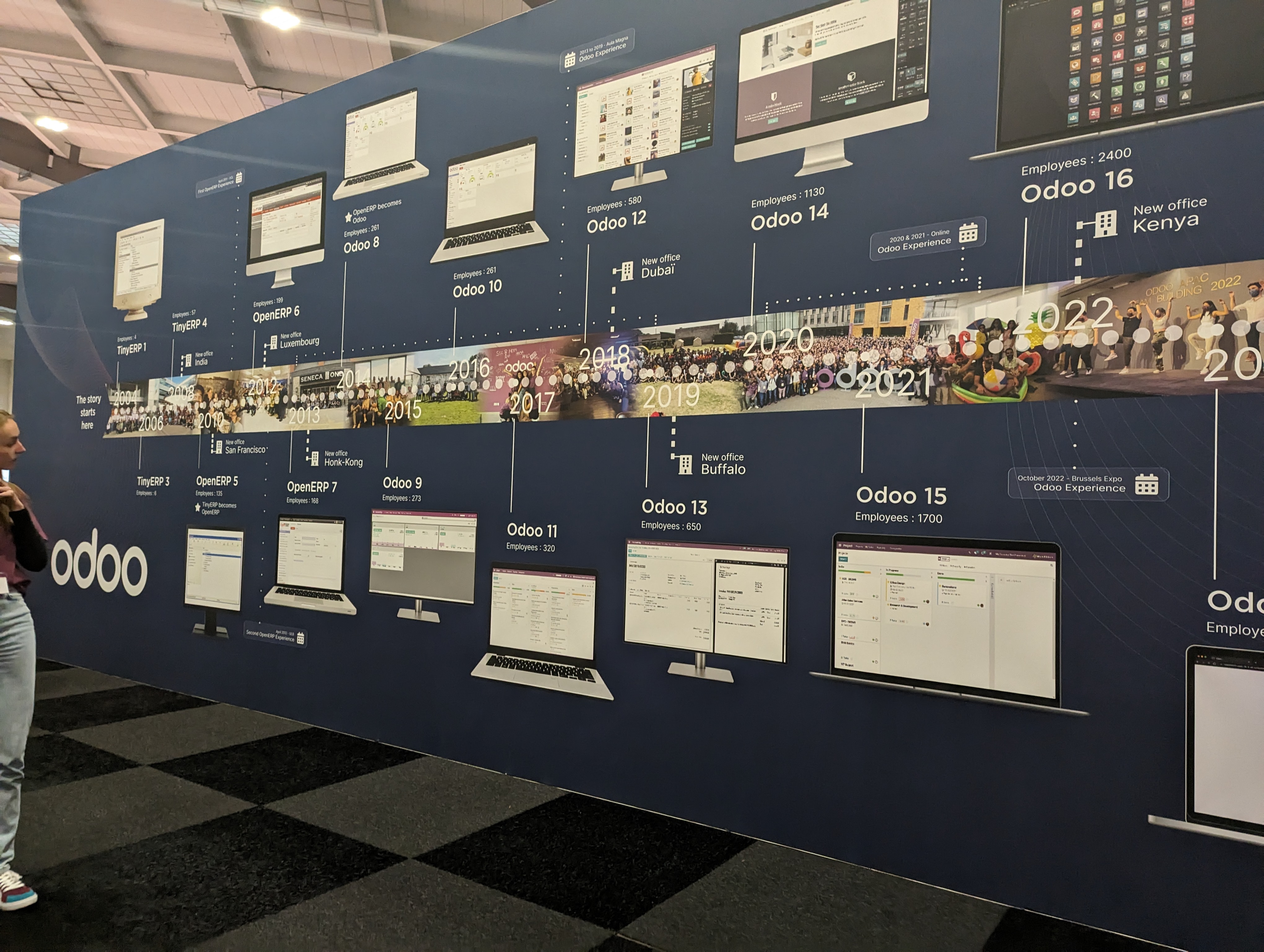Muro timeline de Odoo en Odoo Experience